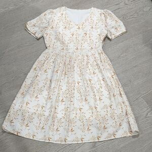 White and Gold Floral Dress